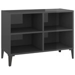 vidaXL Meuble TV avec pieds en métal Gris brillant 69 5x30x50 cm