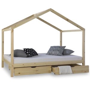 Lit enfant avec matelas 90x200 Lit cabane Lit enfant Lit en bois Nature Lit tiroir