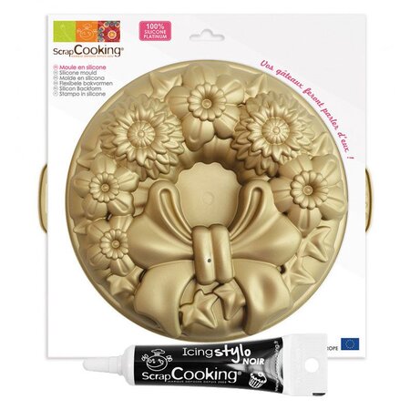 Moule à gâteau silicone couronne + Stylo de glaçage noir