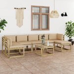 vidaXL Salon de jardin 8 Pièces avec coussins bois de pin imprégné