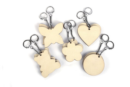 Porte-Clés en bois Assortiment 5 5 cm 10 pièces