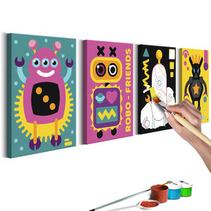 Tableau à peindre par soi-même - robots l x h en cm 44x16.5
