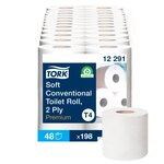 Papier toilette double épaisseur tork premium gaufré - carton 48 rouleaux 198 feuilles