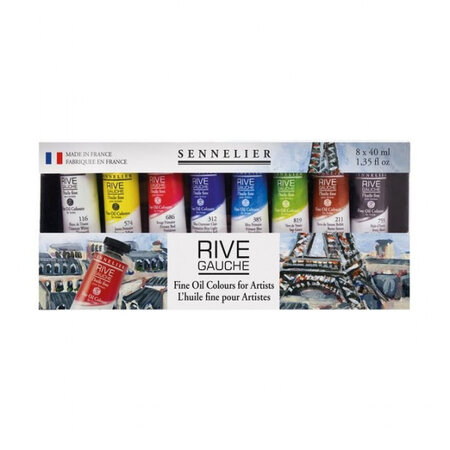 Set de 8 tubes peinture à l'huile rive gauche 40ml sennelier