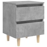 vidaXL Tables de chevet pieds en pin 2 Pièces Gris béton 40x35x50 cm