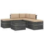 vidaXL Salon palette de jardin 6 Pièces avec coussins Bois de pin massif