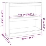 vidaXL Bibliothèque/Séparateur de pièce Noir 80x30x71 5 cm Pin solide