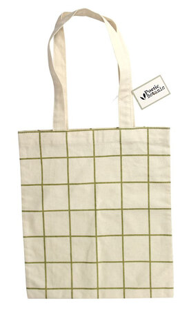 Sac Tote bag Quadrillage coton épais 27 5x31 5cm