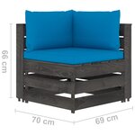 vidaXL Salon de jardin 6 Pièces avec coussins Bois imprégné de gris