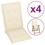 vidaXL Coussins de chaise de jardin dossier haut lot de 4 crème tissu