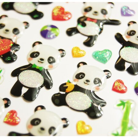 Autocollants - Panda- Paillettes - Époxy