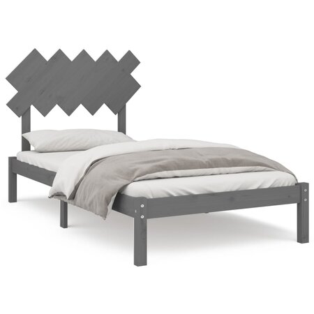 vidaXL Cadre de lit Gris 100x200 cm Bois massif