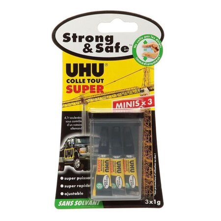 Lot de 3 tubes de colle strong and safe - 3 g