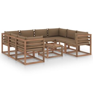 vidaXL Salon de jardin 9 Pièces avec coussins taupe