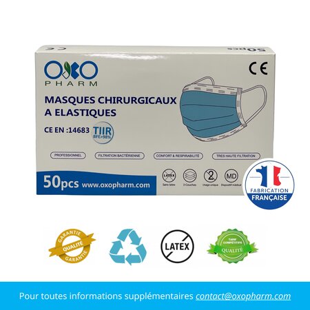 Masques chirurgicaux de Type IIR - Lot de 50 masques