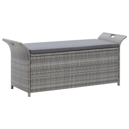vidaXL Banc de rangement avec coussin Gris 138 cm Résine tressée