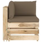 vidaXL Salon de jardin 5 Pièces avec coussins Bois imprégné de vert