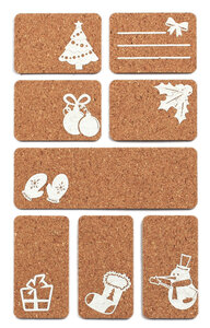 Etiquettes en liège adhésif 4 à 9 cm 8 pièces