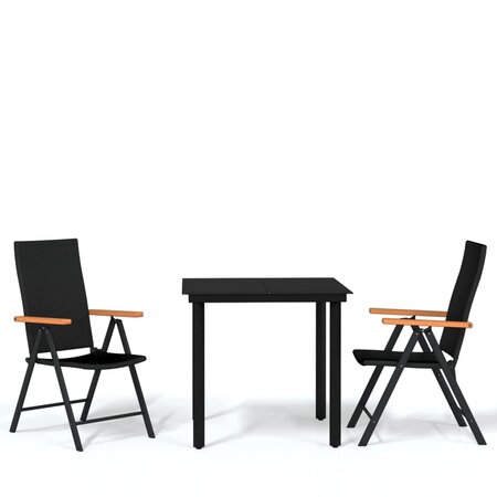 vidaXL Ensemble de salle à manger de jardin 3 Pièces Noir