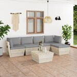 vidaXL Salon de jardin palette 6 Pièces avec coussins Épicéa imprégné