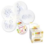 4 mini pochoirs à gâteaux Summer Ø 6 cm + paillettes dorées