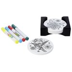 Coffret DIY - 4 sous-verres ronds en céramique + 4 feutres