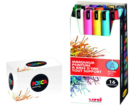 Marqueurs Posca PC1MR Pointe calibrée extra-fine Dark 16 pièces
