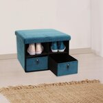 Pouf coffre de rangement avec niches zig zag