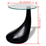 vidaXL Table basse avec dessus de table en verre rond Noir brillant