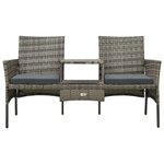 vidaXL Canapé de jardin table à thé et tabourets Résine tressée Gris