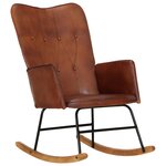 vidaXL Chaise à bascule Marron Cuir véritable