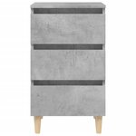 vidaXL Tables de chevet avec pieds en bois 2 Pièces Gris béton 40x35x69cm