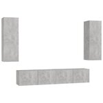 vidaXL Ensemble de meubles TV 4 Pièces Gris béton Aggloméré