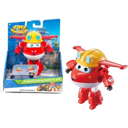SUPER WINGS – TRANSFORMING JETT CONSTRUCTION – Avion Jouet Transformable et Figurine Robot Jouet Enfant – Personnage et Robot Transf