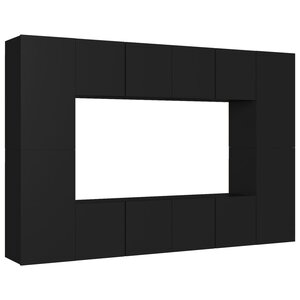 vidaXL Ensemble de meubles TV 8 Pièces Noir Aggloméré