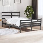 vidaXL Cadre de lit Gris Bois de pin massif 180x200 cm Super King