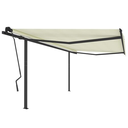 vidaXL Auvent automatique rétractable avec poteaux 4 5x3 5 m Crème
