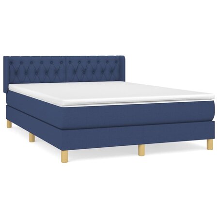 vidaXL Lit à sommier tapissier avec matelas Bleu 140x200 cm Tissu