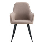 Chaise de salle à manger à accoudoirs en tissu pierre avec pieds noirs