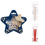 Kit pour biscuit en relief Étoile + 2 Stylos au chocolat blanc et rouge