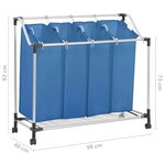 vidaXL Trieuse à linge avec 4 sacs Bleu Acier
