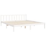 vidaXL Cadre de lit avec tête de lit blanc Super King Size bois massif