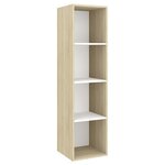 vidaXL Meuble TV mural Blanc et chêne sonoma 37x37x142 5 cm Aggloméré