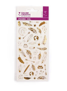 1 Planche Stickers Transparent Foil Or Plumes