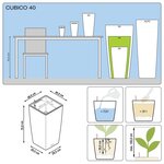 LECHUZA Jardinière Cubico 40 ALL-IN-ONE Taupe haute brillance 18215