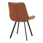 Chaise de salle à manger en cuir synthétique marron avec pieds noirs