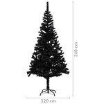 vidaXL Sapin de Noël artificiel avec support noir 240 cm PVC