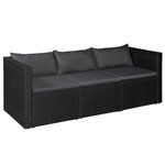 vidaXL Salon de jardin 3 Pièces Résine tressée Noir et gris