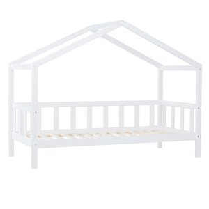 Lit Cabane Lit D'Enfant avec Sommier à Lattes 90x200 cm