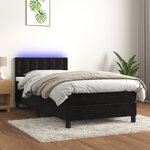 vidaXL Sommier tapissier avec matelas et LED Noir 90x200 cm Velours
